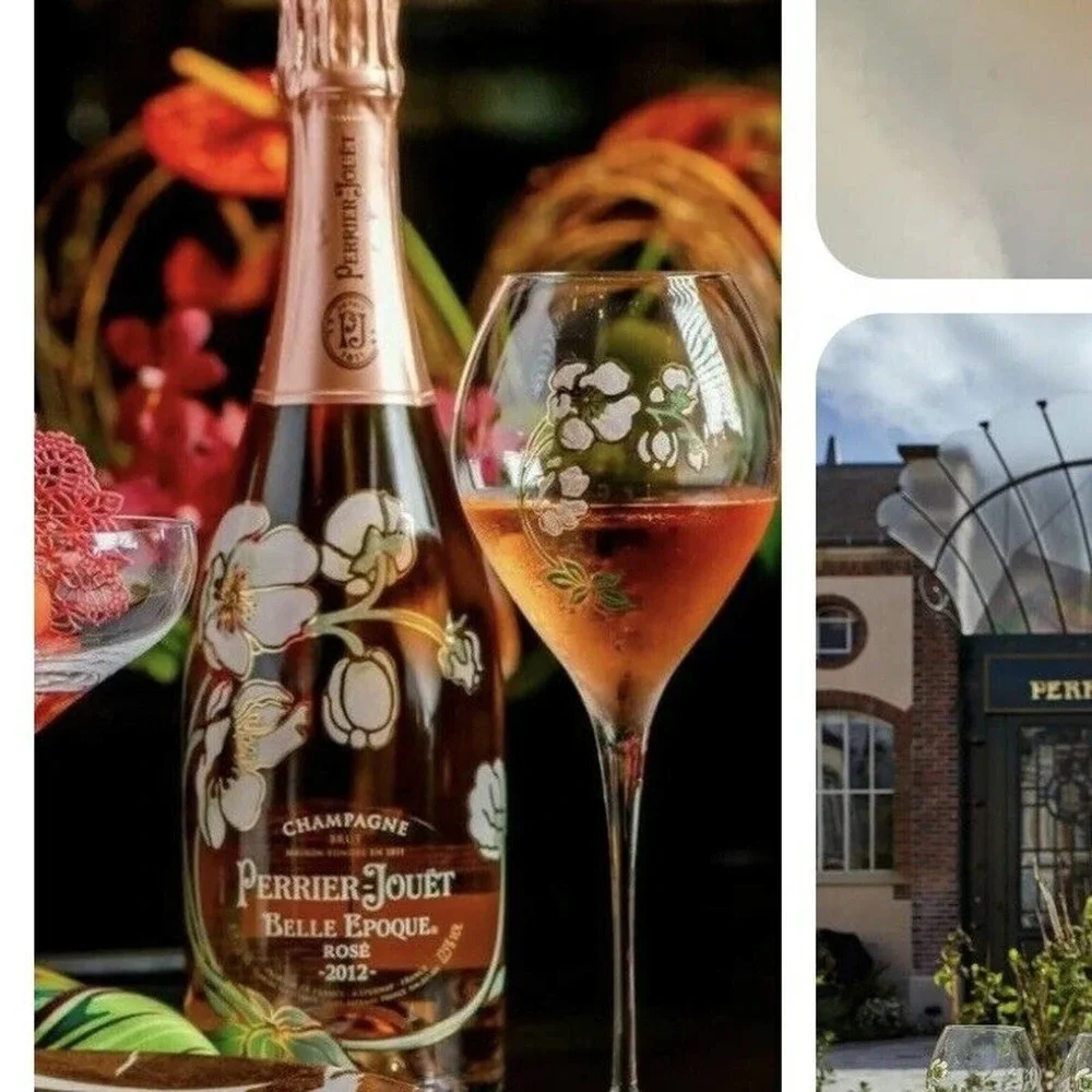 Perrier Jouet Verre Belle Epoque Hand Painted Animone Grand Champagne 6pc Set